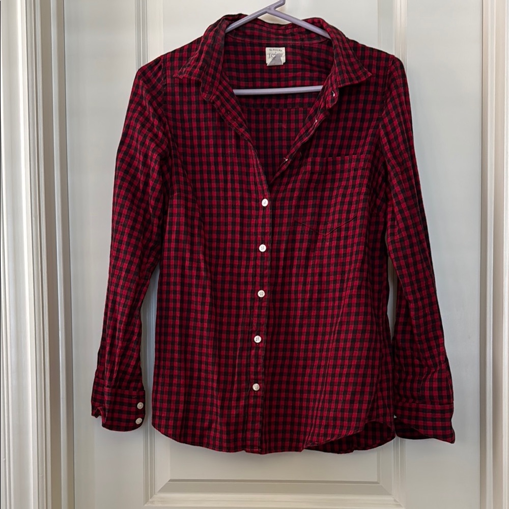 J. Crew Red and Black Checkered Shirt